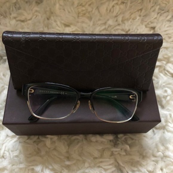 Gucci Black and Gold Glasses